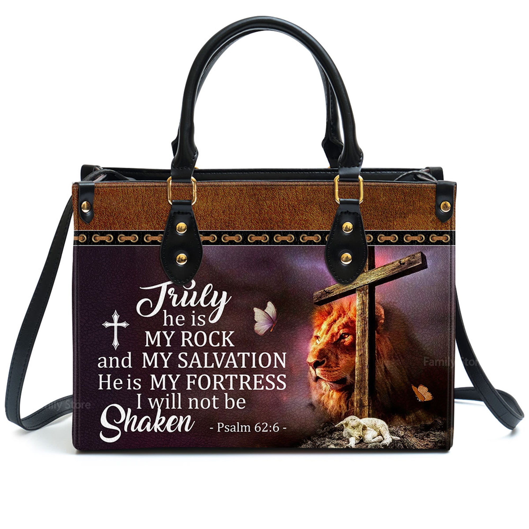 Truly He Is My Rock And My Salvation - Personalized Leather Handbag With Handle - AT4081338