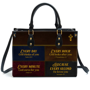 Everyday God Thinks Of You - Thoughtful Gift For Christians - Personalized Leather Handbag With Handle - AT4080931