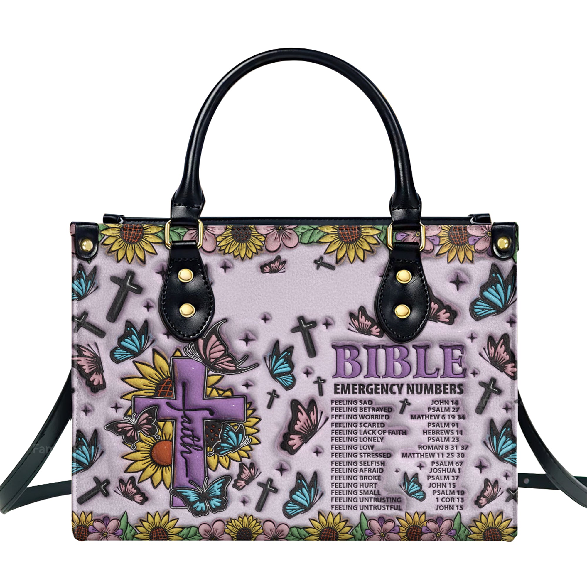 Bible Emergency Numbers - Thoughtful Gift For Christians - Personalized Leather Handbag With Handle - AT4080727