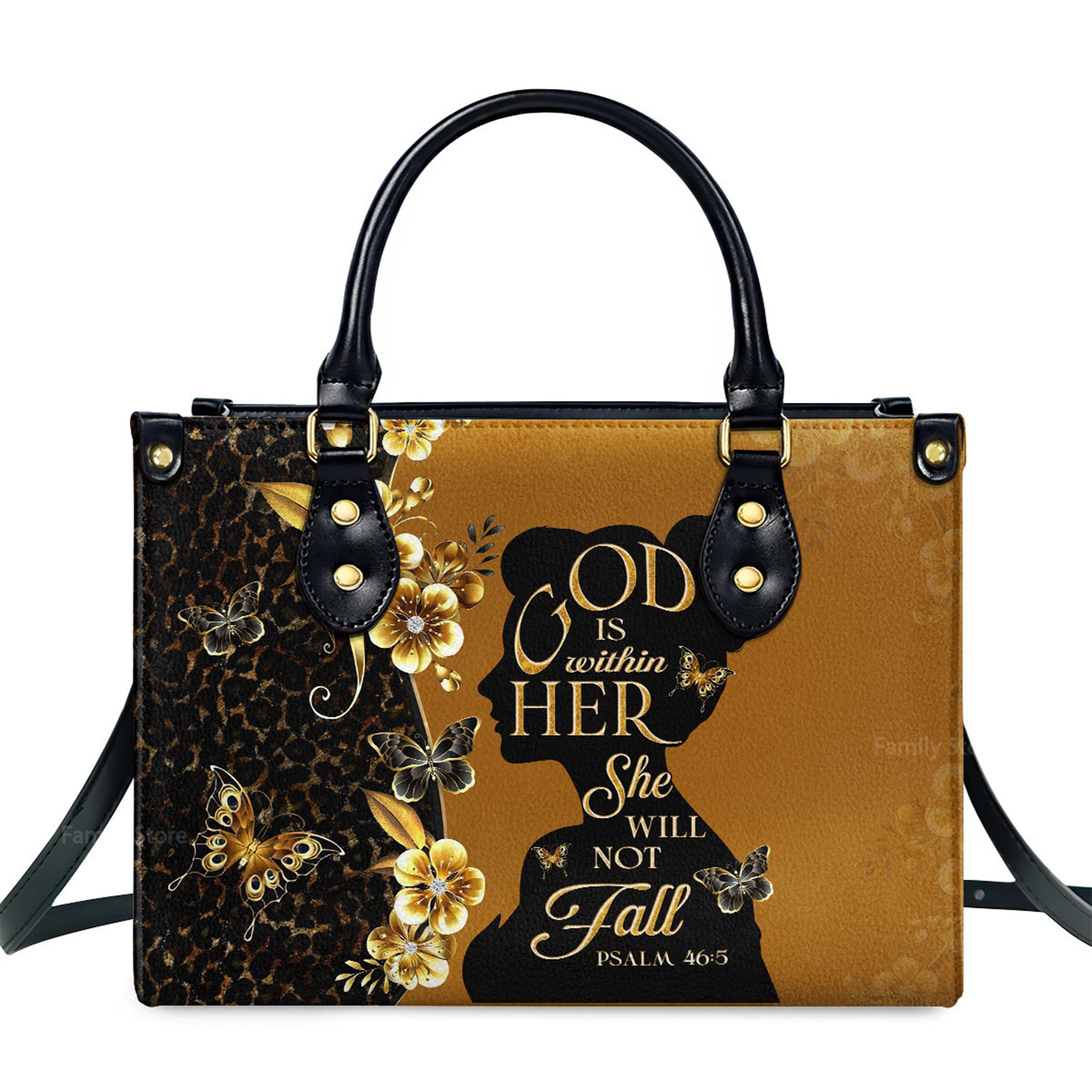 God Is Within Her - Scripture Gifts For Women Of God - Personalized Leather Handbag With Handle - AT4080965