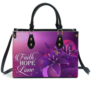 Faith, Hope, Love - Thoughtful Gift For Christians - Personalized Leather Handbag With Handle - AT4080716