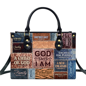 God Says I Am - Thoughtful Gift For Christians - Personalized Leather Handbag With Handle - AT4080972