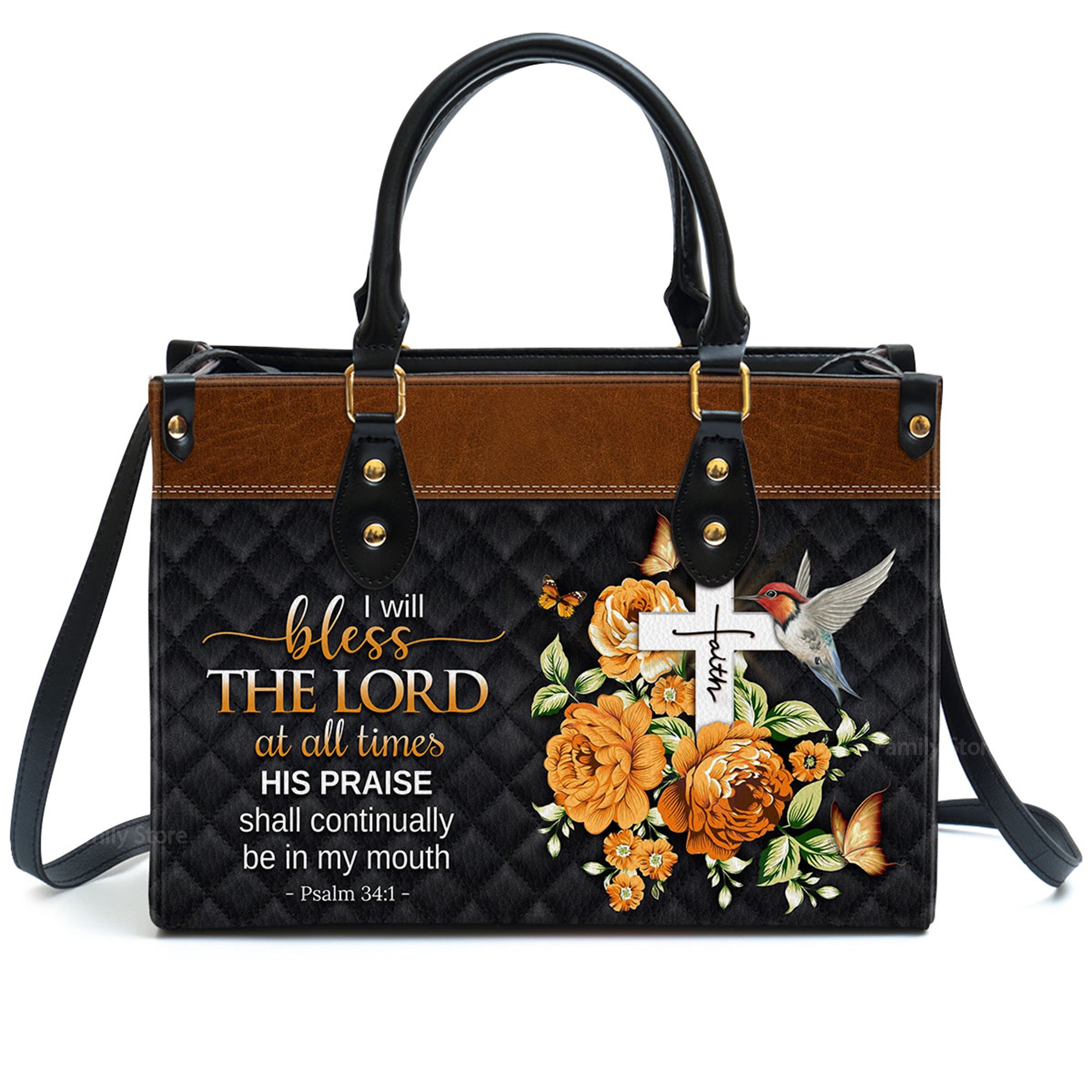 I Will Bless The Lord At All Times - Thoughtful Gift For Christians - Personalized Leather Handbag With Handle - AT4080828