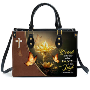 Blessed Is The One Who Trusts In The Lord Jeremiah 17:7 - Thoughtful Gift For Christians - Personalized Leather Handbag With Handle - AT4080842