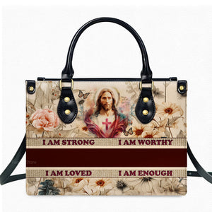 I Am Enough - Thoughtful Gift For Christians - Personalized Leather Handbag With Handle - AT4081205