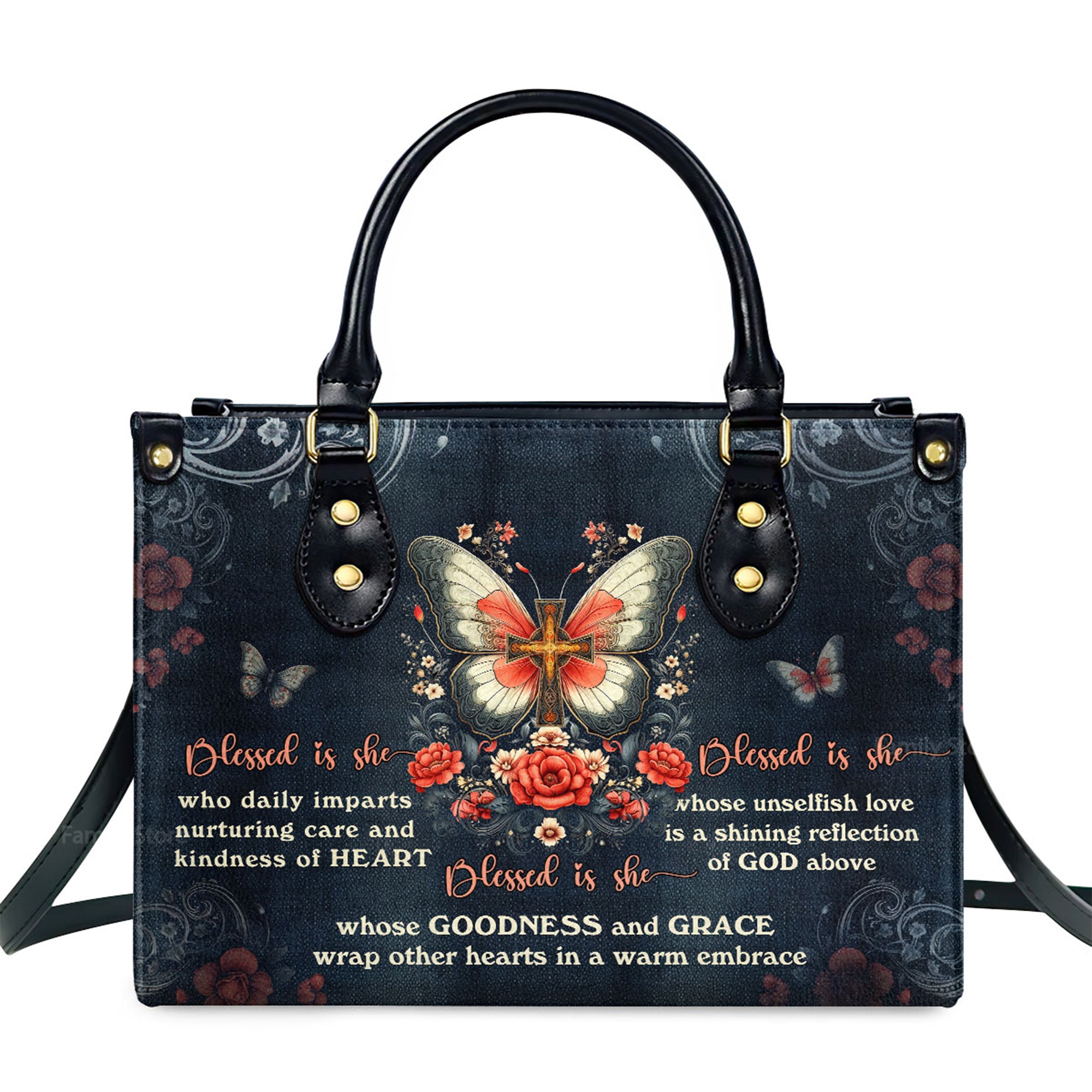 Blessed Is She - Thoughtful Gift For Christians - Personalized Leather Handbag With Handle - AT4080957