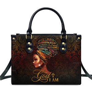 God Says I Am - Personalized Leather Handbag With Handle - AT4080904