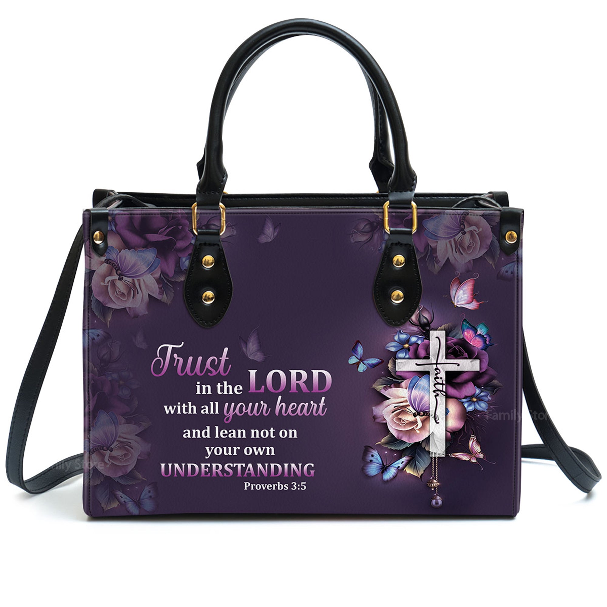 Trust In The Lord With All Your Heart - Thoughtful Gift For Christians - Personalized Leather Handbag With Handle - AT4080724