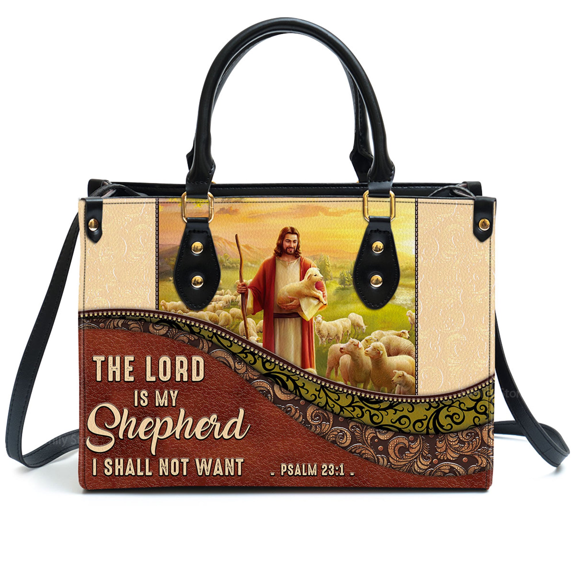 The Lord Is My Shepherd, I Shall Not Want - Unique Personalized Leather Handbag - AT4081437