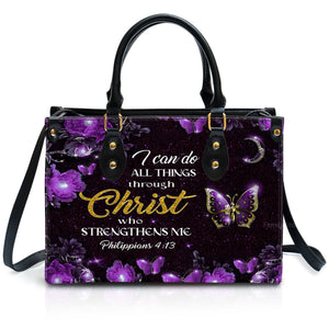 Christ Who Strengthens Me - Beautiful Personalized Leather Handbag - AT4081430