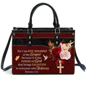 For I Am Not Ashamed Of The Gospel - Personalized Leather Handbag With Handle - AT4081332