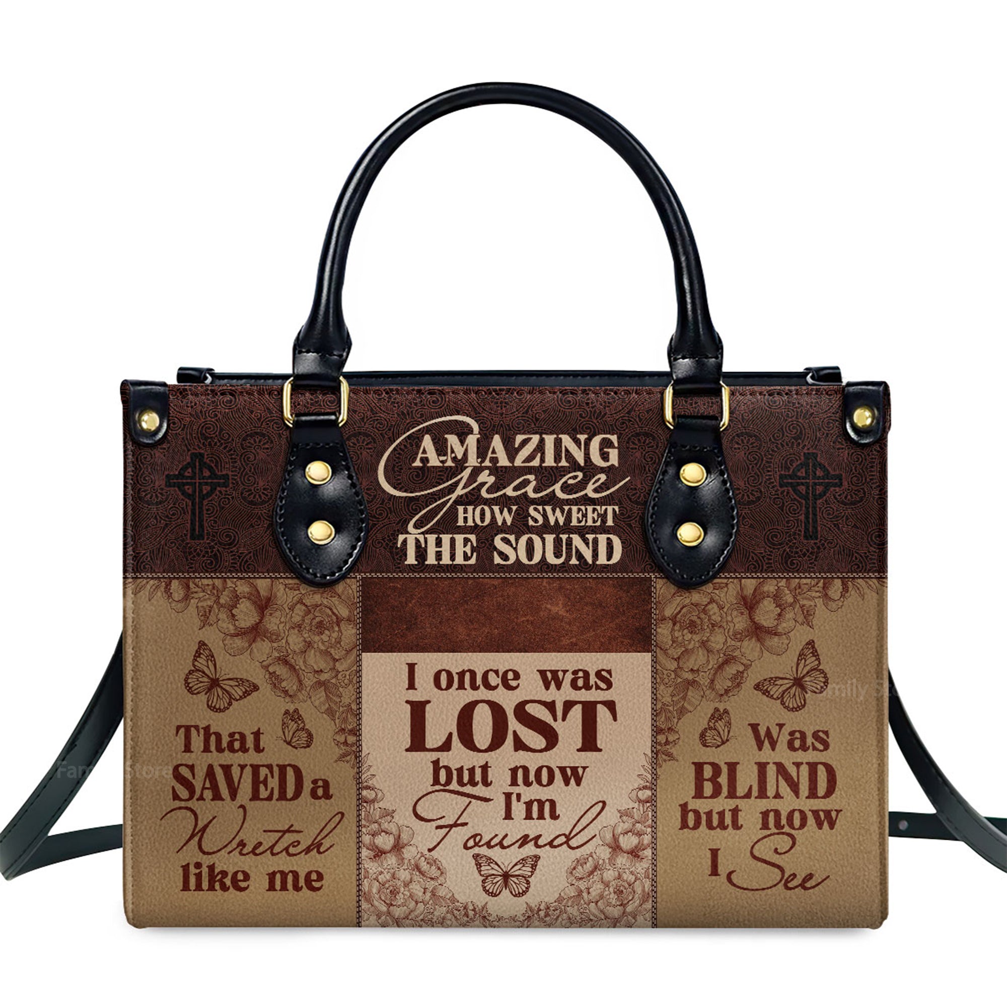 Amazing Grace - Thoughtful Gift For Christians - Personalized Leather Handbag With Handle - AT4080945