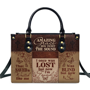 Amazing Grace - Thoughtful Gift For Christians - Personalized Leather Handbag With Handle - AT4080945