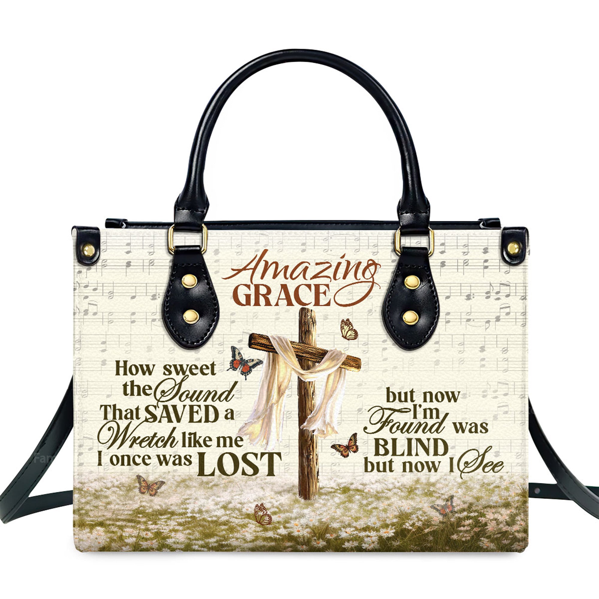 Amazing Grace - Thoughtful Gift For Christians - Personalized Leather Handbag With Handle - AT4080946