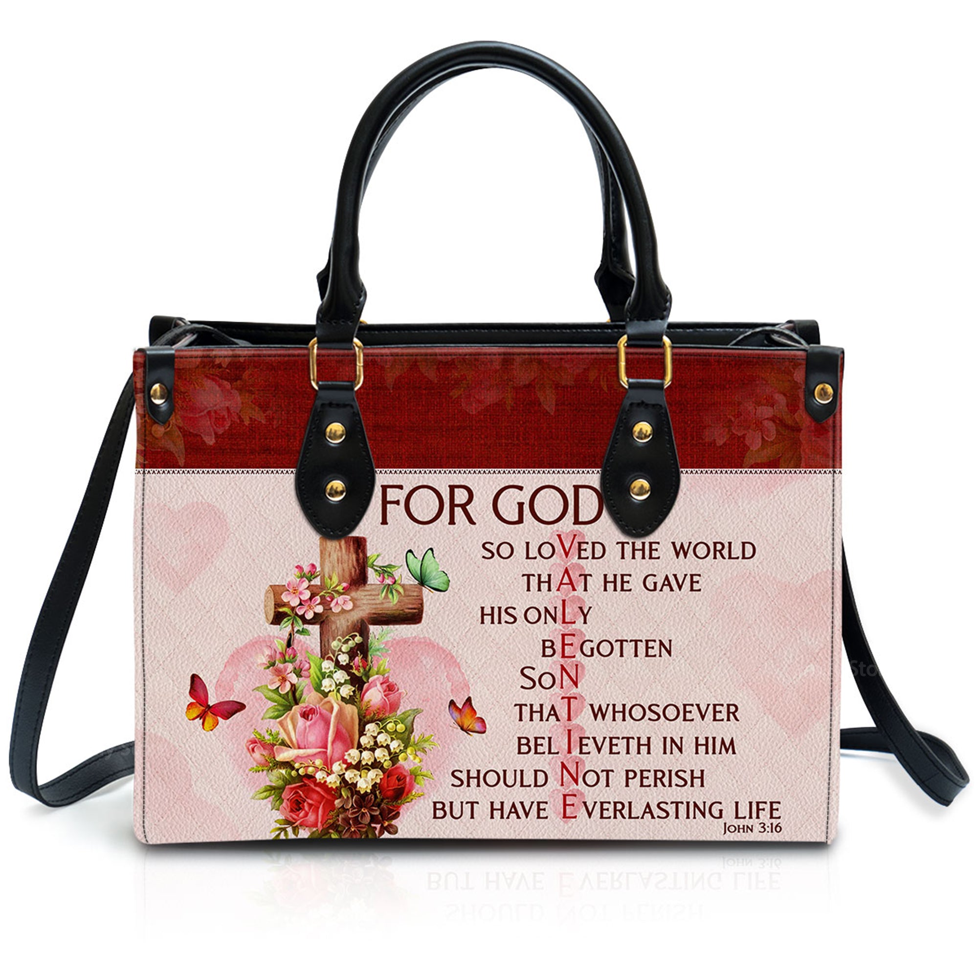 For God So Loved The World Christian Valentine - Unique Personalized Leather Handbag - AT4080932