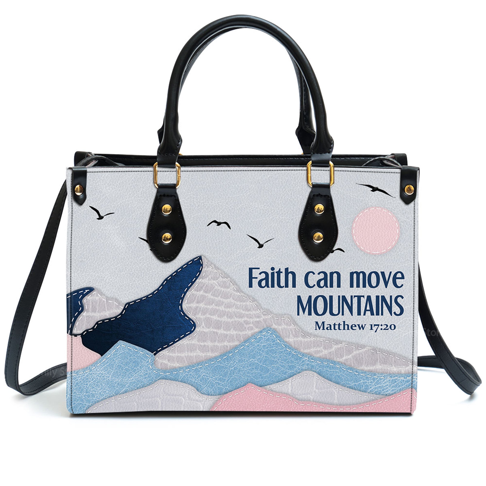 Faith Can Move Mountains - Thoughtful Gift For Christians - Personalized Leather Handbag With Handle - AT4081423