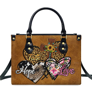 Faith Hope Love - Thoughtful Gift For Christians - Personalized Leather Handbag With Handle - AT4080962