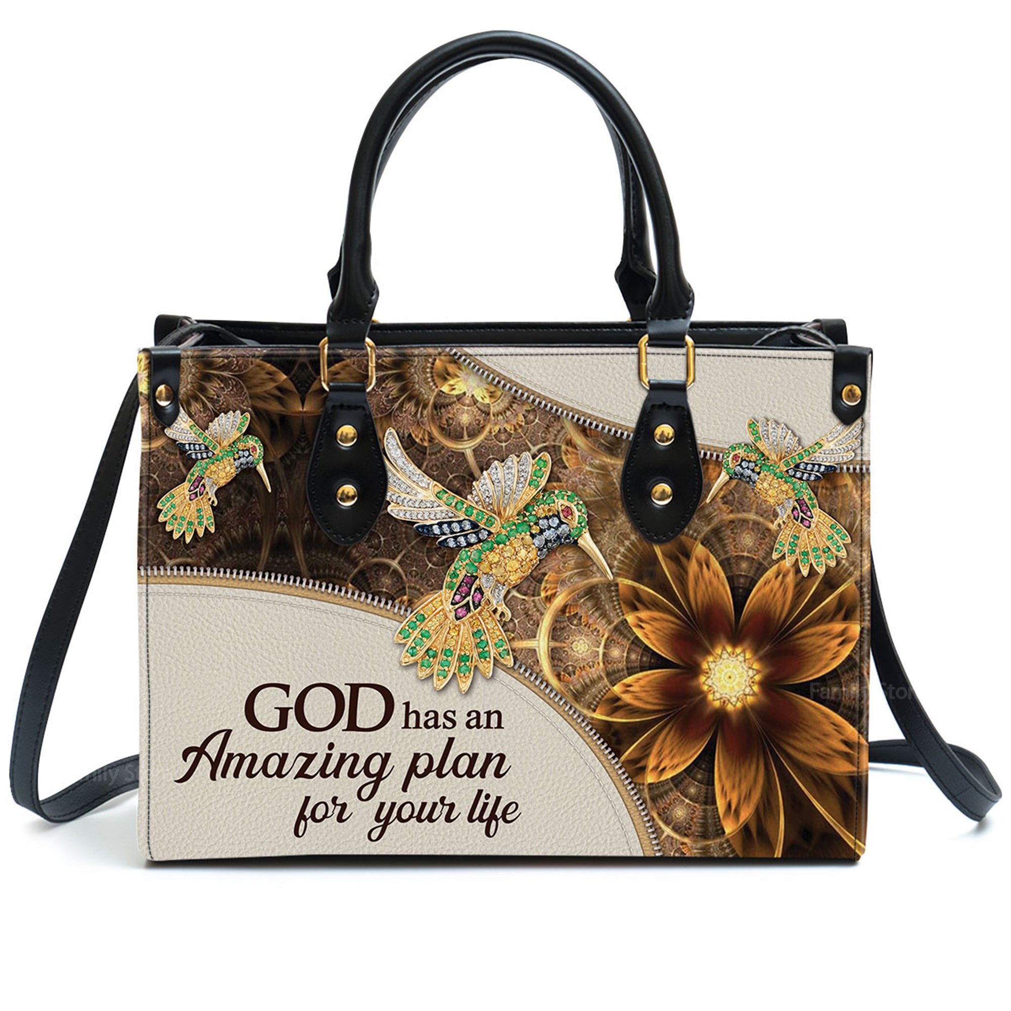 God Has An Amazing Plan For Your Life - Elegant Personalized Bird And Flower Leather Handbag - AT4080745