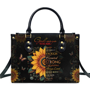 Sunflower God Says You Are - Awesome Personalized Leather Handbag - AT4081233