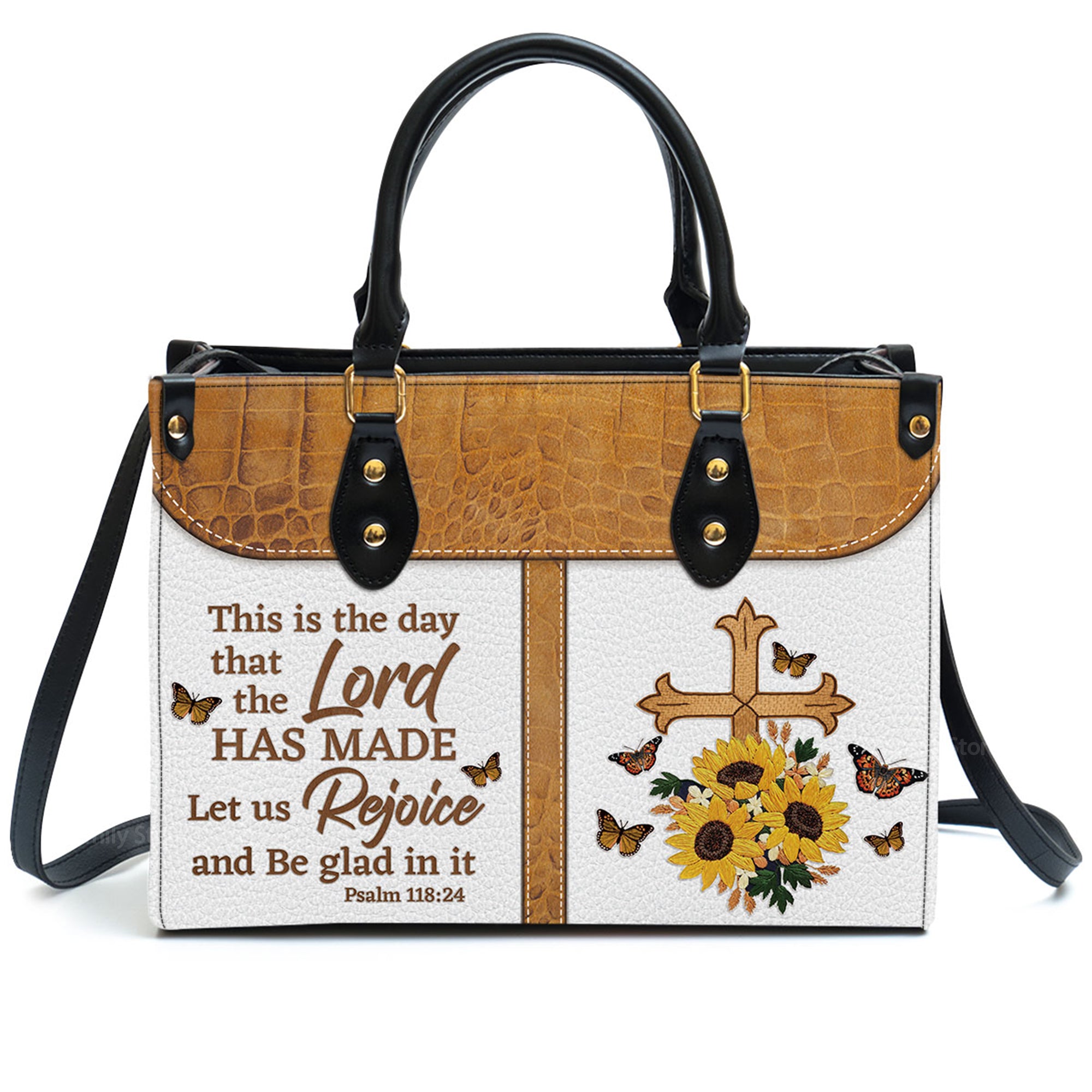 Cross This Is The Day That The Lord Has Made - Beautiful Personalized Leather Handbag - AT4081406