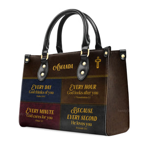 Everyday God Thinks Of You - Thoughtful Gift For Christians - Personalized Leather Handbag With Handle - AT4080931