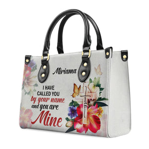 I Have Called You By Your Name Isaiah 431 Cross And Flower - Unique Personalized Leather Handbag - AT4080925