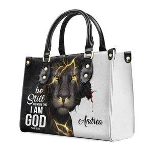 Be Still And Know That I Am God - Personalized Lion Leather Handbag - AT4080707