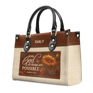 With God All Things Are Possible - Awesome Personalized Leather Handbag - AT4081239