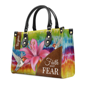 Faith Over Fear Lily Flower - Thoughtful Gift For Christians - Personalized Leather Handbag With Handle - AT4080741