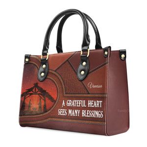 A Grateful Heart Sees Many Blessings - Scripture Gifts For Women Of God - Personalized Leather Handbag With Handle - AT4080606