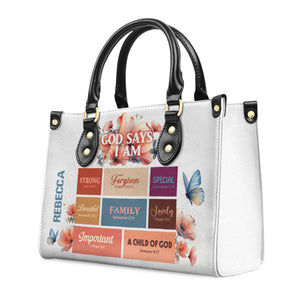 God Says I Am - Thoughtful Gift For Christians - Personalized Leather Handbag With Handle - AT4080970