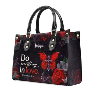 Do Everything in Love - Thoughtful Gift For Christians - Personalized Leather Handbag With Handle - AT4080835