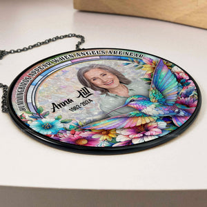 Hummingbirds Appear When You Are Near, My Angel - Memorial Gift - Personalized Stained Glass Window Hanging Suncatcher NA94