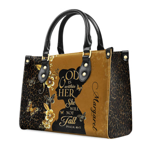 God Is Within Her - Scripture Gifts For Women Of God - Personalized Leather Handbag With Handle - AT4080965