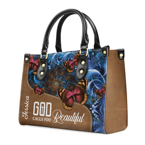 Butterfly God Calls You Beautiful - Thoughtful Gift For Christians - Personalized Leather Handbag With Handle - AT4081405