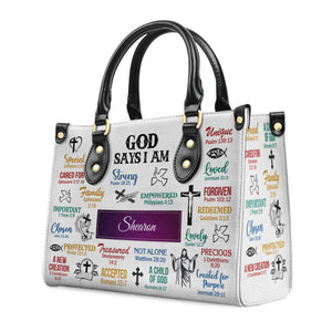 God Says I Am - Thoughtful Gift For Christians - Personalized Leather Handbag With Handle - AT4080935