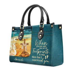 Footprints In The Sand - Unique Personalized Leather Handbag - AT4080940