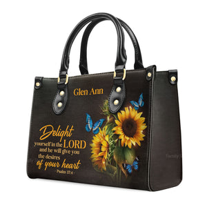 Delight Yourself In The Lord - Thoughtful Gift For Christians - Personalized Leather Handbag With Handle - AT4080737