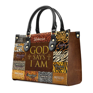 God Says I Am Unique - Thoughtful Gift For Christians - Personalized Leather Handbag With Handle - AT4080967