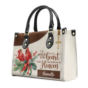 Cardinal Bird I‘ll Hold You In My Heart - Unique Personalized Leather Handbag - AT4081401