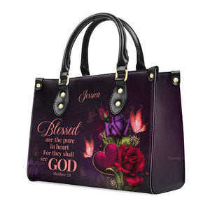 Blessed Are The Pure In Heart For They Shall See God - Awesome Personalized Leather Handbag - AT4081421