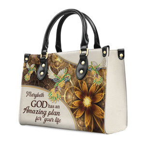 God Has An Amazing Plan For Your Life - Elegant Personalized Bird And Flower Leather Handbag - AT4080745