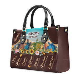 God Says You Are Lovely - Beautiful Personalized Turtle Leather Handbag - AT4080804