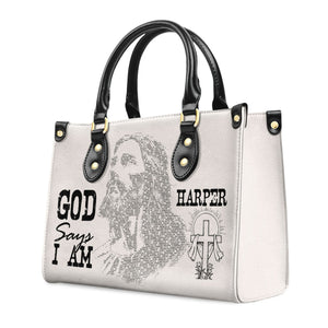 God Says I Am - Thoughtful Gift For Christians - Personalized Leather Handbag With Handle - AT4080802