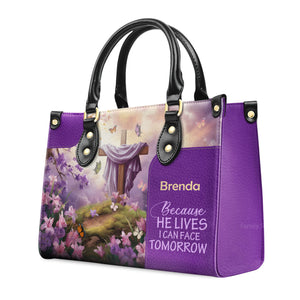 Because He Lives - Thoughtful Gift For Christians - Personalized Leather Handbag With Handle - AT4080954