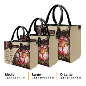 May He Make All Your Plans Succeed - Awesome Personalized Flower Leather Handbag - AT4080701