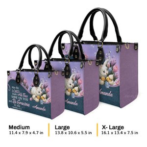 May The Lord Make His Face Shine On You And Be Gracious To You - Personalized Leather Handbag With Handle - AT4080722