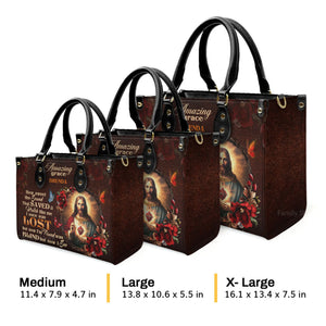 Jesus Amazing Grace - Thoughtful Gift For Christians - Personalized Leather Handbag With Handle - AT4081223