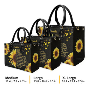 I Can Only Imagine Sunflower And Cross - Personalized Leather Handbag With Handle - AT4080914