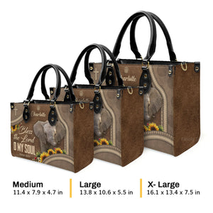 Lovely Elephant - Bless The Lord O My Soul - Thoughtful Gift For Christians - Personalized Leather Handbag With Handle - AT4081329